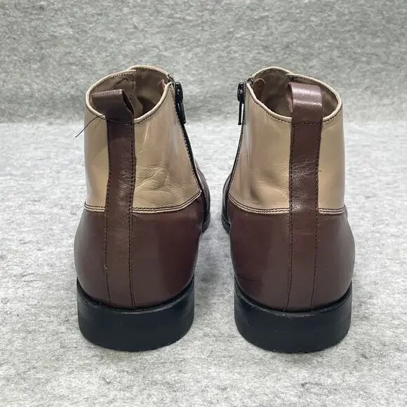 Stacy Adams Madison Mens 11 EE WW Brown Tan Leather Spat Boots Cap Toe Steampunk - Picture 6 of 13